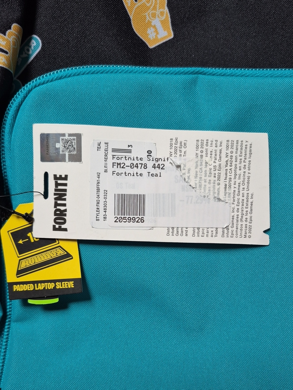 Fortnite Signify Teal Backpack W Waterbottle Pocket & Laptop Sleeve, New W Tags - Picture 5 of 15